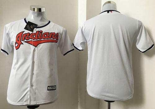 Indians Blank White Cool Base Stitched Youth MLB Jersey - Click Image to Close